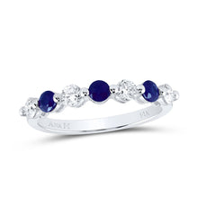 Load image into Gallery viewer, 14K White Gold Diamond Blue Sapphire Gemstone Band 3/8 Cttw - Splendid Jewellery