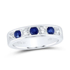 14K White Gold Diamond Blue Sapphire Gemstone Band 5/8 Cttw - Splendid Jewellery