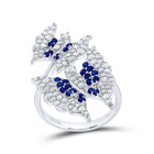 14K White Gold Diamond Blue Sapphire Gemstone Butterfly Ring 3/4 Cttw - Splendid Jewellery