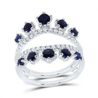 14K White Gold Diamond Blue Sapphire Gemstone Enhancer Ring 1/3 Cttw - Splendid Jewellery