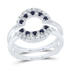 14K White Gold Diamond Blue Sapphire Gemstone Enhancer Ring 1/3 Cttw - Splendid Jewellery
