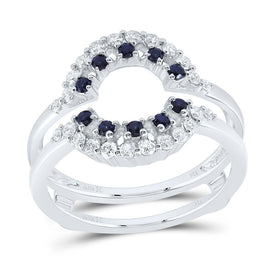 14K White Gold Diamond Blue Sapphire Gemstone Enhancer Ring 1/3 Cttw - Splendid Jewellery