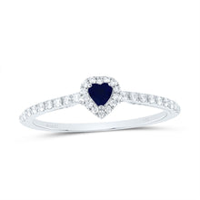Load image into Gallery viewer, 14K White Gold Diamond Blue Sapphire Gemstone Heart Ring 1/5 Cttw - Splendid Jewellery