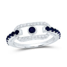 14K White Gold Diamond Blue Sapphire Gemstone Paper Clip Ring 1/5 Cttw - Splendid Jewellery