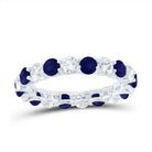 14K White Gold Diamond Blue Sapphire Gemstone Ring 1 1/2 Cttw - Splendid Jewellery