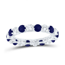 Load image into Gallery viewer, 14K White Gold Diamond Blue Sapphire Gemstone Ring 1 1/2 Cttw - Splendid Jewellery