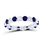 14K White Gold Diamond Blue Sapphire Gemstone Ring 1 1/2 Cttw - Splendid Jewellery