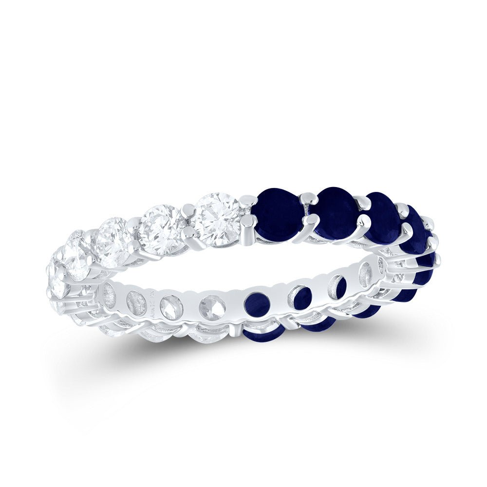 14K White Gold Diamond Blue Sapphire Gemstone Ring 1 1/4 Cttw - Splendid Jewellery