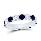 14K White Gold Diamond Blue Sapphire Gemstone Ring 1 7/8 Cttw - Splendid Jewellery