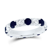 Load image into Gallery viewer, 14K White Gold Diamond Blue Sapphire Gemstone Ring 1 7/8 Cttw - Splendid Jewellery