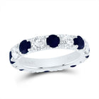 14K White Gold Diamond Blue Sapphire Gemstone Ring 1 7/8 Cttw - Splendid Jewellery
