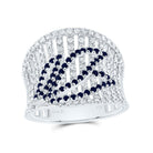 14K White Gold Diamond Blue Sapphire Gemstone Ring 1 Cttw - Splendid Jewellery
