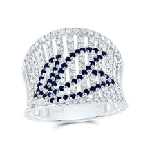Load image into Gallery viewer, 14K White Gold Diamond Blue Sapphire Gemstone Ring 1 Cttw - Splendid Jewellery