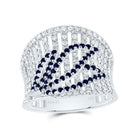 14K White Gold Diamond Blue Sapphire Gemstone Ring 1 Cttw - Splendid Jewellery