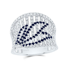 14K White Gold Diamond Blue Sapphire Gemstone Ring 1 Cttw - Splendid Jewellery