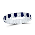 14K White Gold Diamond Blue Sapphire Gemstone Ring 1 Cttw - Splendid Jewellery
