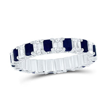 Load image into Gallery viewer, 14K White Gold Diamond Blue Sapphire Gemstone Ring 1 Cttw - Splendid Jewellery