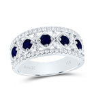 14K White Gold Diamond Blue Sapphire Gemstone Ring 1/2 Cttw - Splendid Jewellery