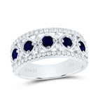14K White Gold Diamond Blue Sapphire Gemstone Ring 1/2 Cttw - Splendid Jewellery