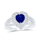 14K White Gold Diamond Blue Sapphire Gemstone Ring 1/2 Cttw - Splendid Jewellery