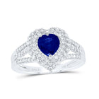 14K White Gold Diamond Blue Sapphire Gemstone Ring 1/2 Cttw - Splendid Jewellery