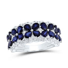 14K White Gold Diamond Blue Sapphire Gemstone Ring 1/2 Cttw - Splendid Jewellery