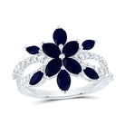 14K White Gold Diamond Blue Sapphire Gemstone Ring 1/3 Cttw - Splendid Jewellery