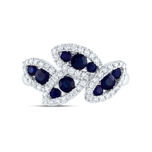 Load image into Gallery viewer, 14K White Gold Diamond Blue Sapphire Gemstone Ring 1/3 Cttw - Splendid Jewellery