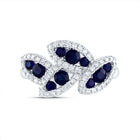 14K White Gold Diamond Blue Sapphire Gemstone Ring 1/3 Cttw - Splendid Jewellery