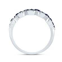 Load image into Gallery viewer, 14K White Gold Diamond Blue Sapphire Gemstone Ring 1/5 Cttw - Splendid Jewellery
