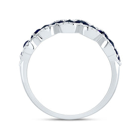 14K White Gold Diamond Blue Sapphire Gemstone Ring 1/5 Cttw - Splendid Jewellery