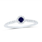 14K White Gold Diamond Blue Sapphire Gemstone Ring 1/5 Cttw - Splendid Jewellery