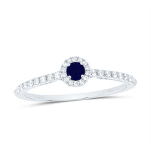 Load image into Gallery viewer, 14K White Gold Diamond Blue Sapphire Gemstone Ring 1/5 Cttw - Splendid Jewellery