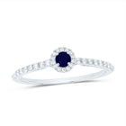 14K White Gold Diamond Blue Sapphire Gemstone Ring 1/5 Cttw - Splendid Jewellery