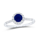 14K White Gold Diamond Blue Sapphire Gemstone Ring 1/5 Cttw - Splendid Jewellery