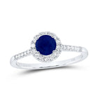 14K White Gold Diamond Blue Sapphire Gemstone Ring 1/5 Cttw - Splendid Jewellery