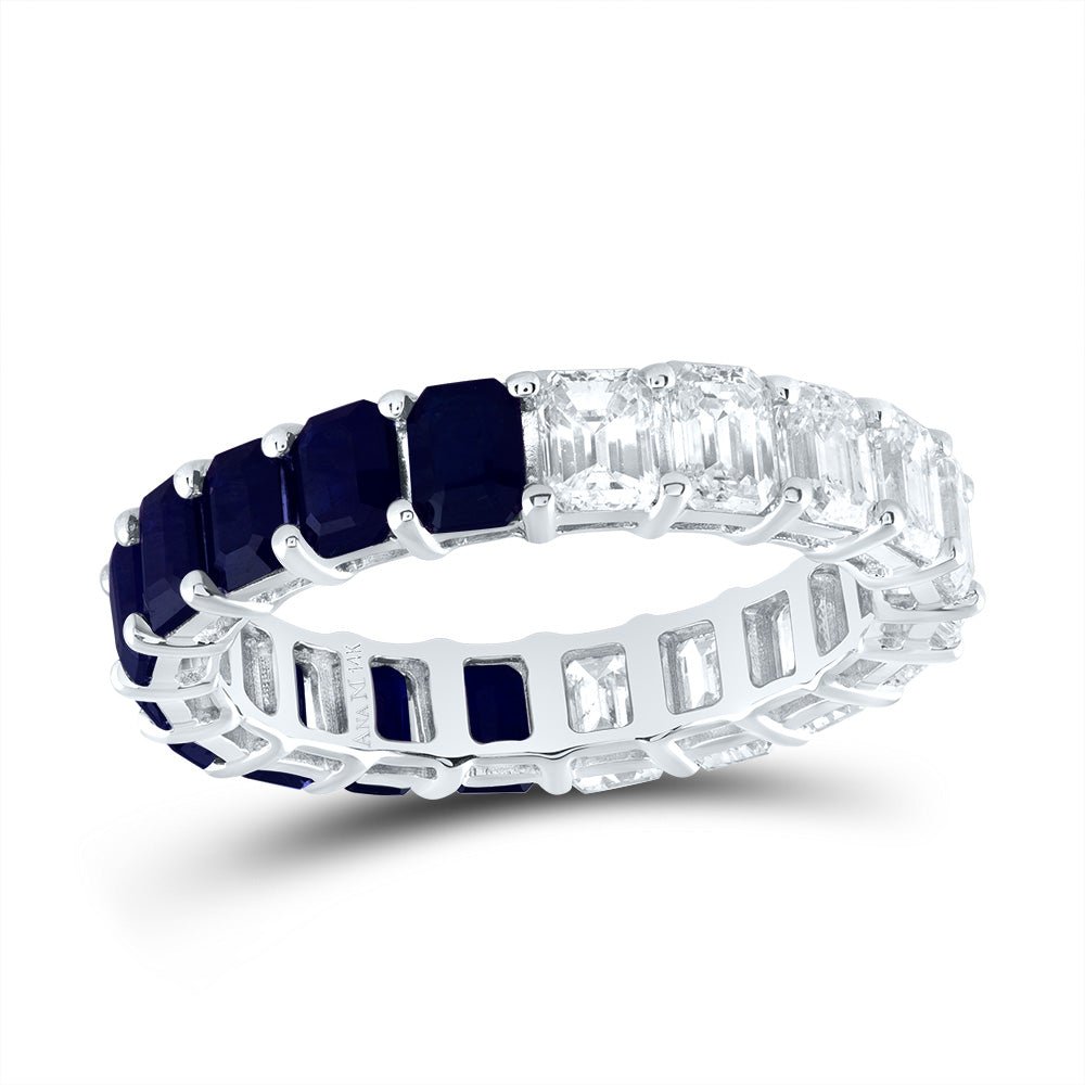 14K White Gold Diamond Blue Sapphire Gemstone Ring 2 3/8 Cttw - Splendid Jewellery