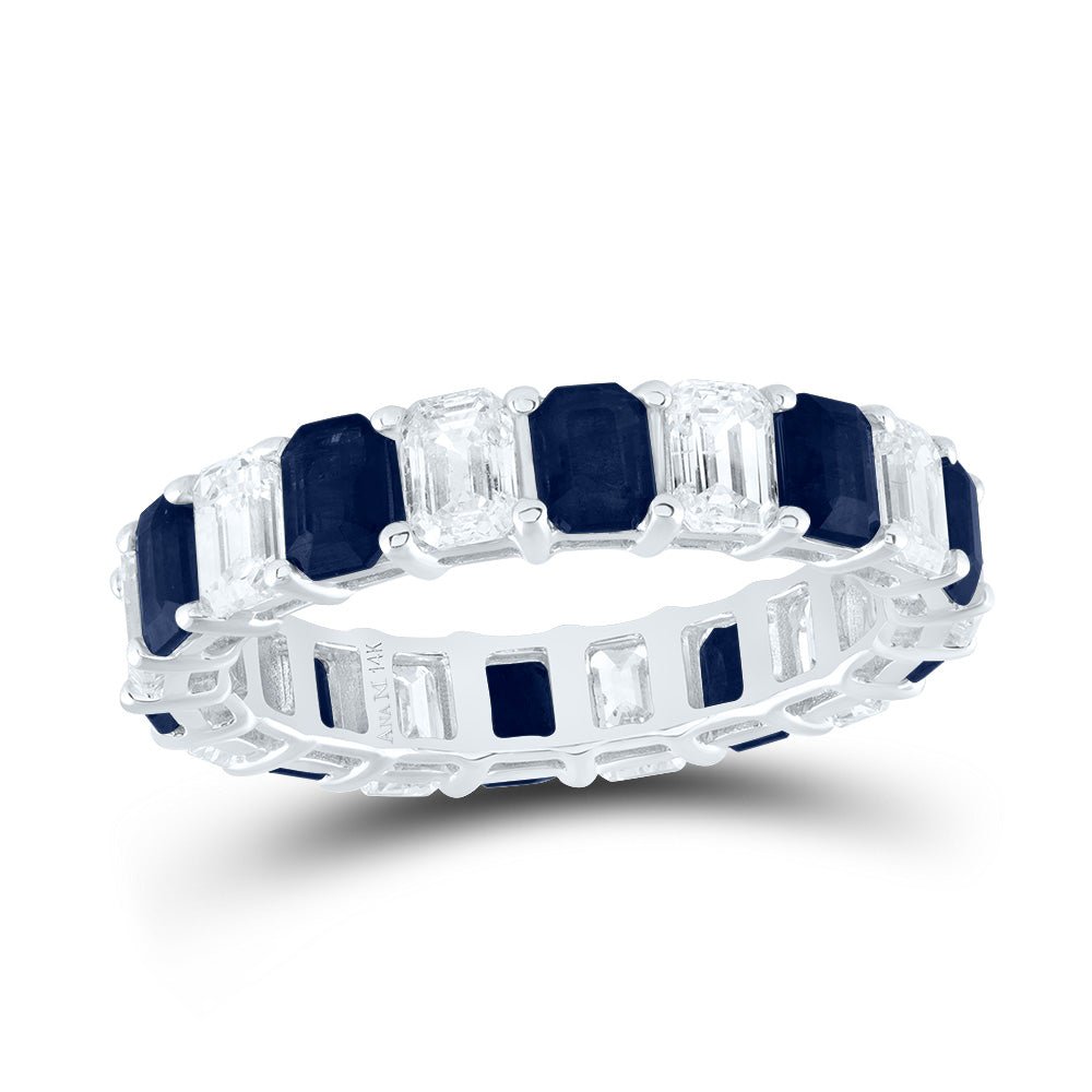 14K White Gold Diamond Blue Sapphire Gemstone Ring 2 3/8 Cttw - Splendid Jewellery