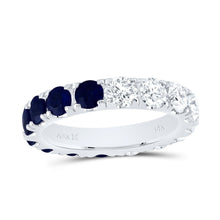 Load image into Gallery viewer, 14K White Gold Diamond Blue Sapphire Gemstone Ring 2 Cttw - Splendid Jewellery