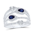 14K White Gold Diamond Blue Sapphire Gemstone Ring 5/8 Cttw - Splendid Jewellery