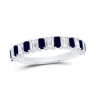 14K White Gold Diamond Blue Sapphire Gemstone Ring 5/8 Cttw - Splendid Jewellery