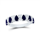14K White Gold Diamond Blue Sapphire Gemstone Ring 5/8 Cttw - Splendid Jewellery