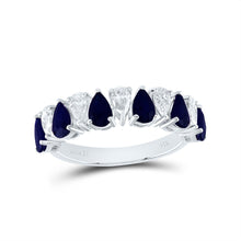 Load image into Gallery viewer, 14K White Gold Diamond Blue Sapphire Gemstone Ring 5/8 Cttw - Splendid Jewellery