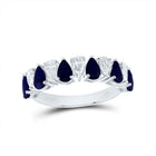 14K White Gold Diamond Blue Sapphire Gemstone Ring 5/8 Cttw - Splendid Jewellery