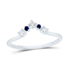 14K White Gold Diamond Blue Sapphire Gemstone Women's Enhancer Ring 1/8 Cttw - Splendid Jewellery