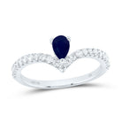 14K White Gold Diamond Blue Sapphire Gemstone Women's Ring 1/3 Cttw - Splendid Jewellery