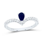 14K White Gold Diamond Blue Sapphire Gemstone Women's Ring 1/3 Cttw - Splendid Jewellery