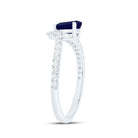 14K White Gold Diamond Blue Sapphire Gemstone Women's Ring 1/3 Cttw - Splendid Jewellery