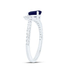 14K White Gold Diamond Blue Sapphire Gemstone Women's Ring 1/3 Cttw - Splendid Jewellery