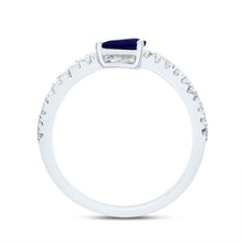 Load image into Gallery viewer, 14K White Gold Diamond Blue Sapphire Gemstone Women's Ring 1/3 Cttw - Splendid Jewellery